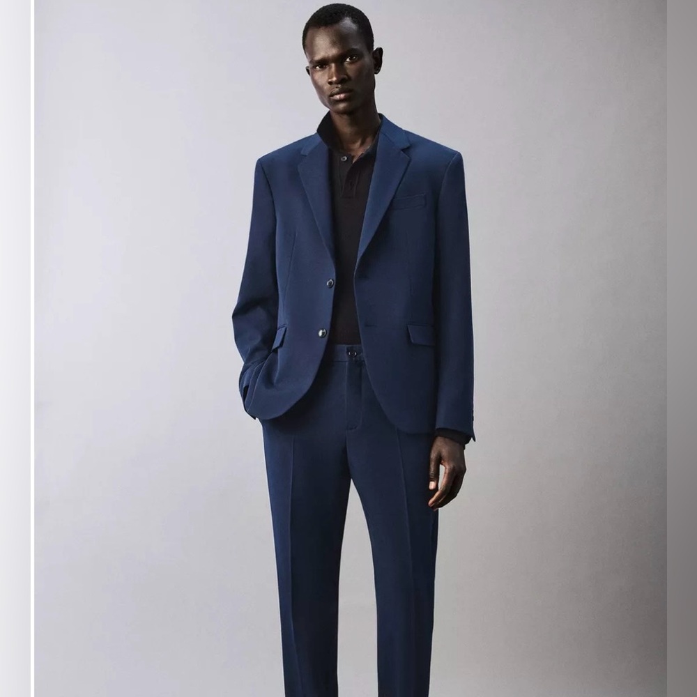 Zara Men's Navy Blue Slim Fit Suit Jacket 40